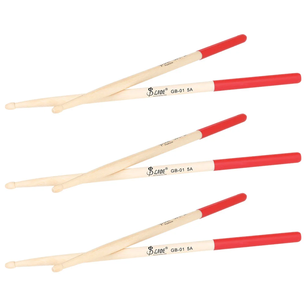 

3 Pairs Maple Sticks Drumming Equipment Drumsticks for Adults Tenor Practice Wooden Marching Percussion