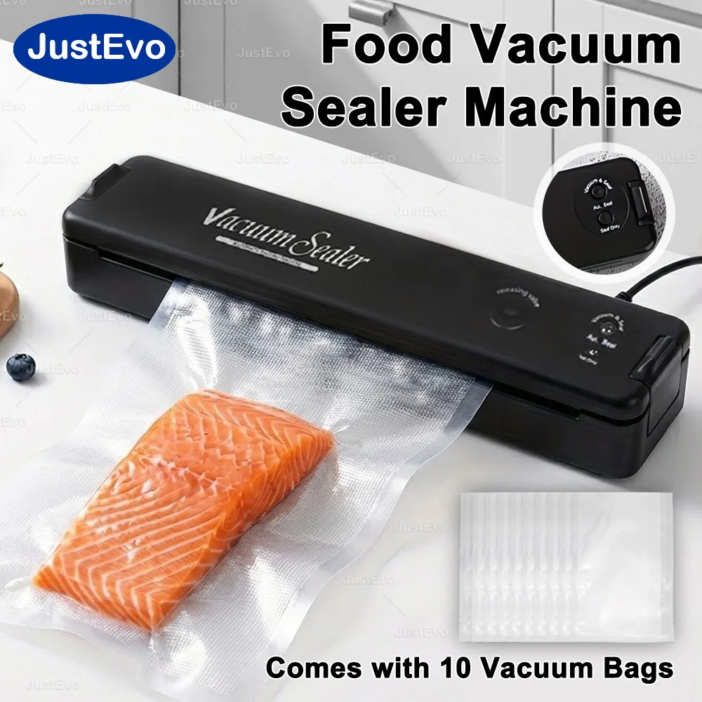 JustEvo Food Vacuum Sealer Machine Portable Automatic Food Saver Includes 10 Bags US Plug Kitchen Mini Packaging Appliance Seal in Seconds 1