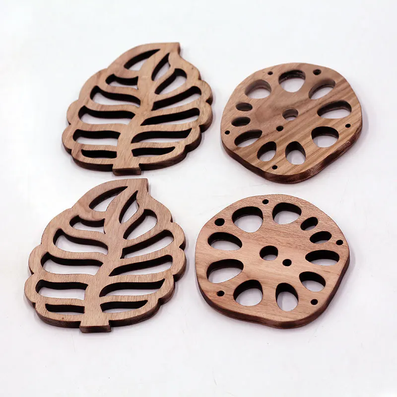 100 Teile/los Ebenholz Sandelholz Tischset Kreative Lotus Wurzel Scheibe Untersetzer Isolierung Pad Kung Fu Tee Untersetzer Hause Küche Tischset – Detail 5