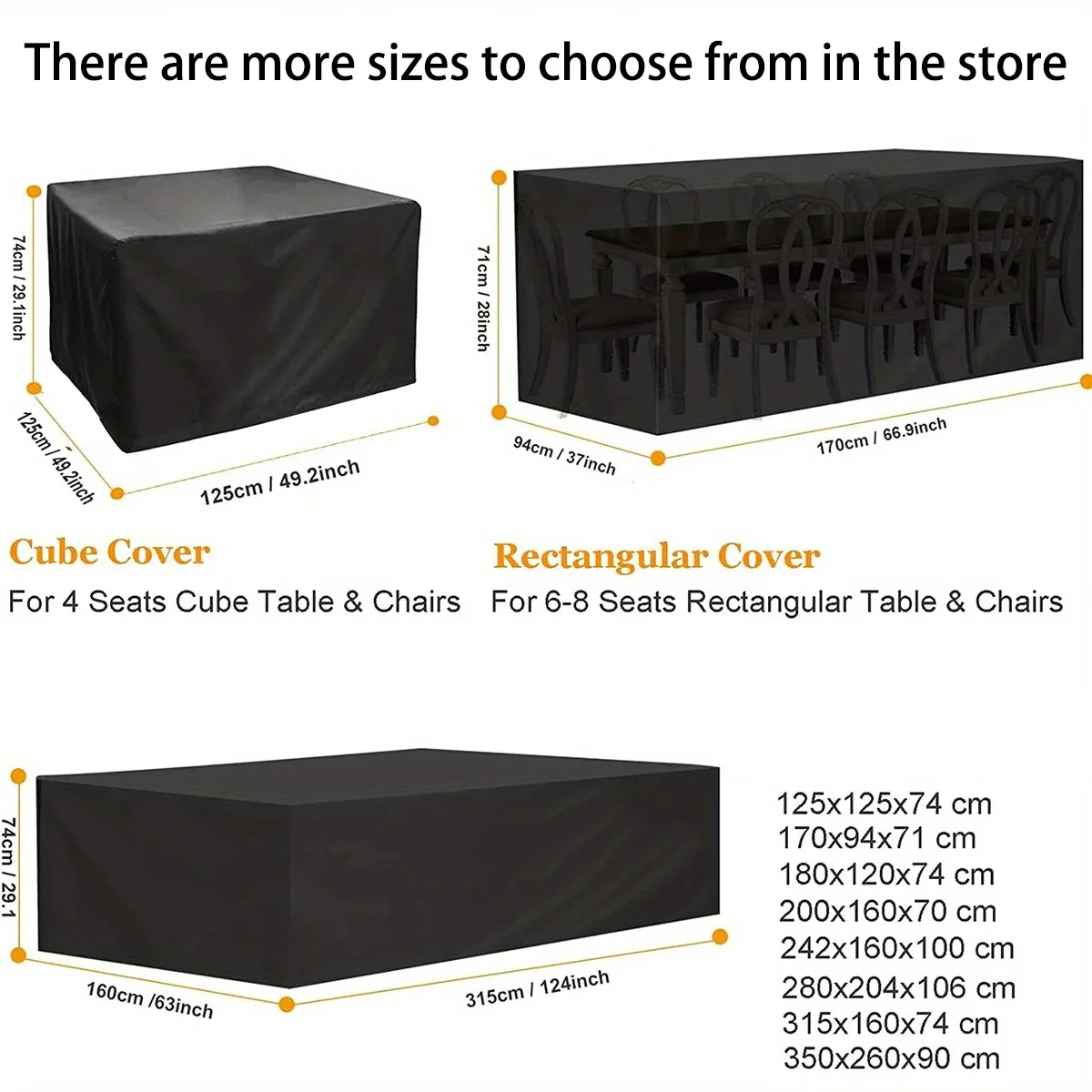 מכסה שולחן מלבני גדול בגדלים שונים, עמיד, מגן על רהיטי גינה מפני קרני השמש, מתאים לשימוש בחוץ