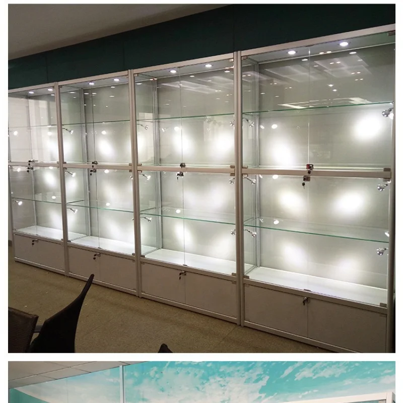 맞춤형 패션 vitrine 쇼케이스, 저렴한 잠금 가능 쇼케이스, LED 조명, 제품 디스플레이