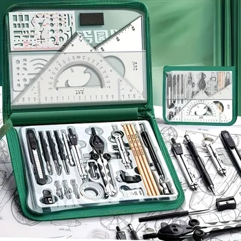 Set di Strumenti da Disegno Avanzati, Utensili in Acciaio Inossidabile, Strumenti di Precisione per Geometria e CAD, Set Multiuso