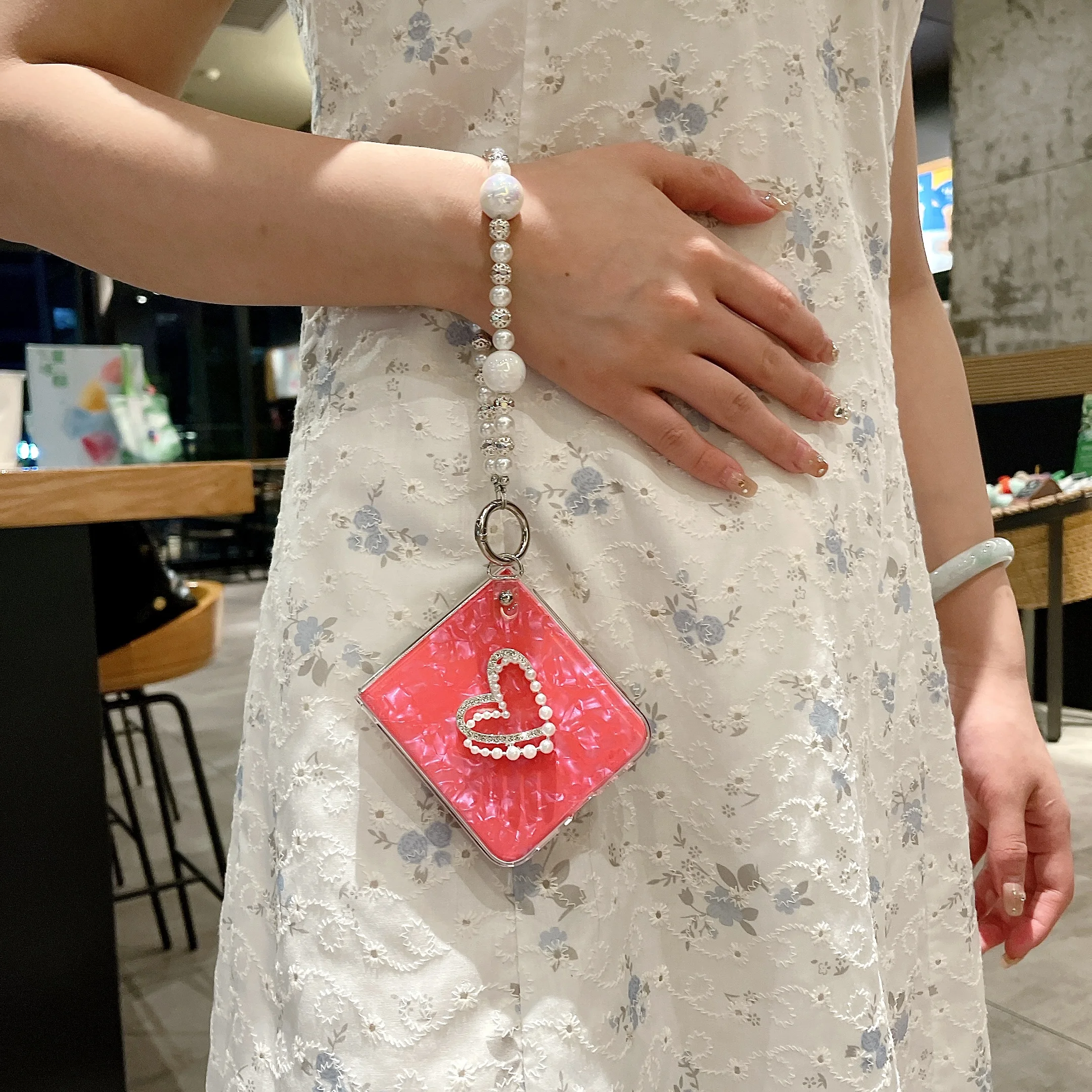 Für Samsung Galaxy Z Flip 3 4 5 6 Mode Shell Herz Perle Kette Telefon Fall Abdeckung_voghion.com