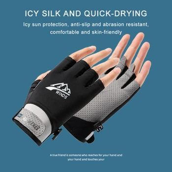 1 Pair Fishing Gloves Outdoor Fishing Waterproof Anti-slip Half Finger Gloves Cycling Running Hunting Fish Equipment Accessories 3