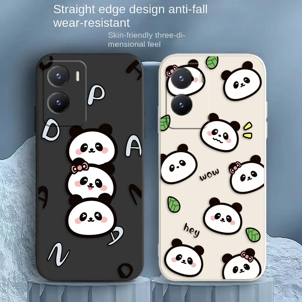 

Cute Cartoon Panda Phone Case For VIVO Y55S Y31 Y33S Y55 Y35 Y51S Y52S Y53S Y66 Y73S Y77 5G Y85 Y93 Silicone Case Funda Shell