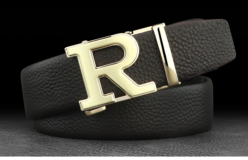 Luxury designer belts men R letter Automatic Buckle high quality grain leather fashion young men brand cintos masculinosZ276
