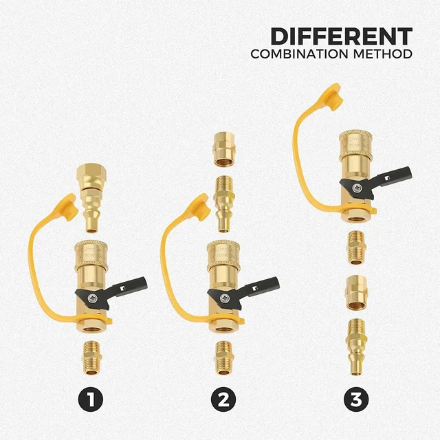 1/4 "Rv Propán Gyors Csatlakozás Illesztő Adapter Készlet Sárgaréz Lezáró Szelep Teljes Áramlású Dugó 3/8 Hüvelykes Női És Férfi Npt Szál Tömítőszalag - Image 3