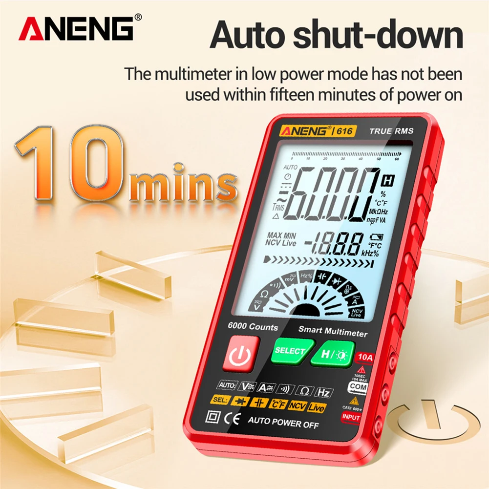 ANENG 616 Capacitance Meter Automatic Shutdown 6000 Counts Auto Range Capacitor Tester LCD Backlight Display Multimeter capacitance meter