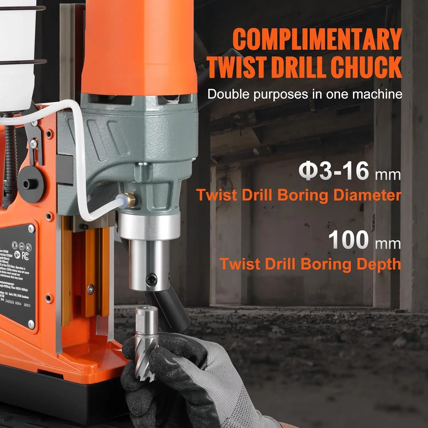 Mag Drill Press, 1300W 1.57" Boring Diameter, 2922lbf Power Portable Magnetic Drill, 810 PRM, 11Pcs Drill Bits Electric Drilling 3