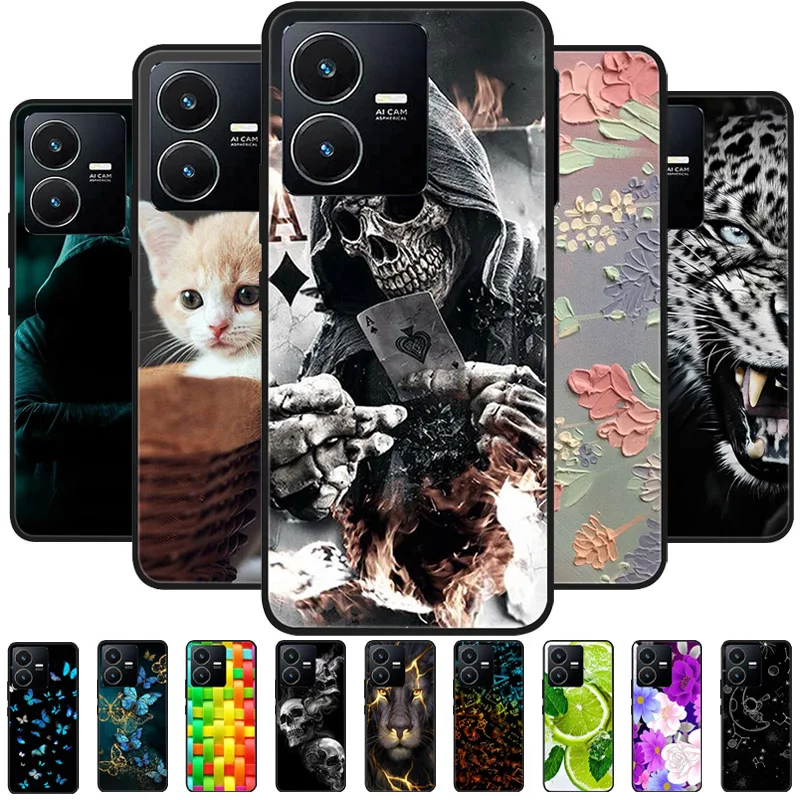 Wolf Cat Soft Silicone Shockproof Phone Cover, Black Bumper.