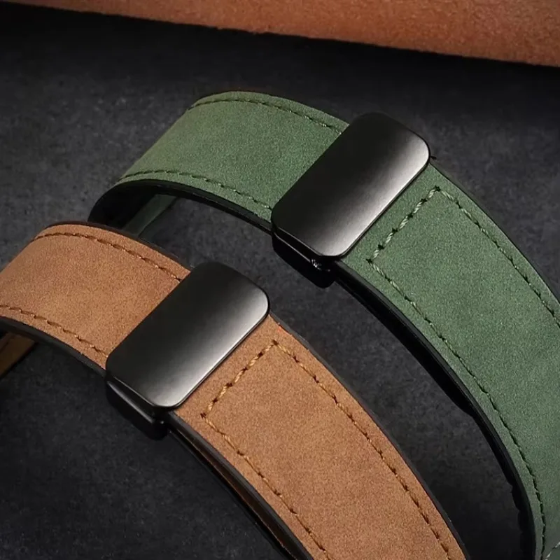 Premium Leather and Silicone Strap with Breathable Design and Magnetic Buckle