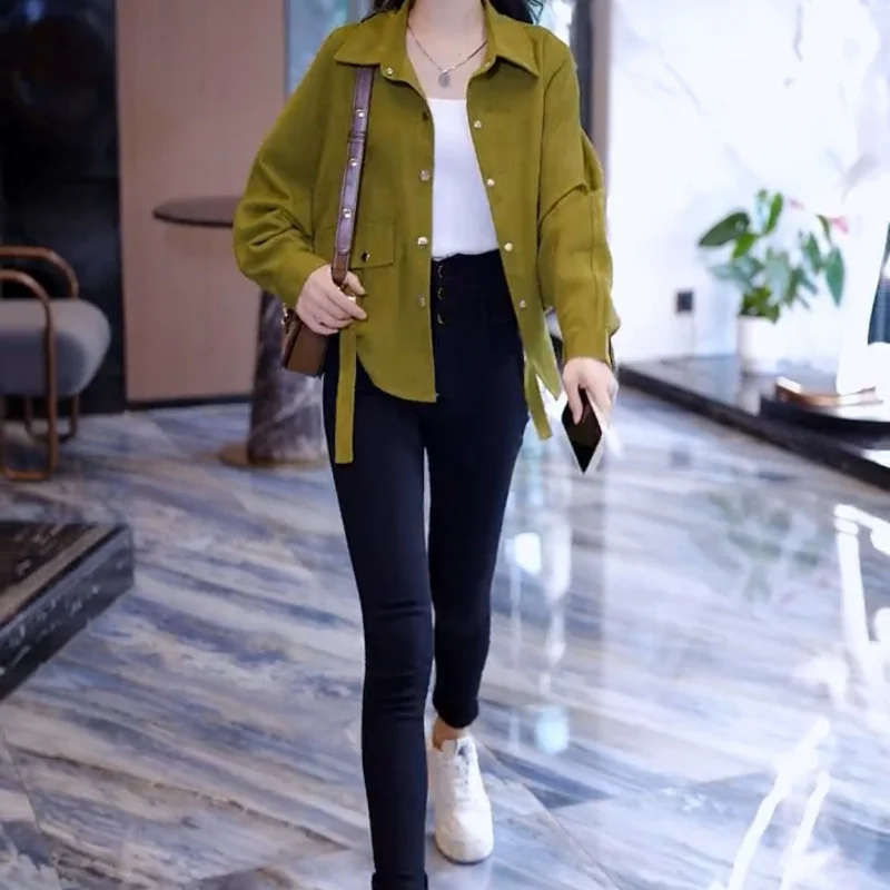 Long Sleeve Shirt Women Short Coat Autumn Winter New Explosive Fashion Age Reduction Loose Bat Sleeve Cardigan Top