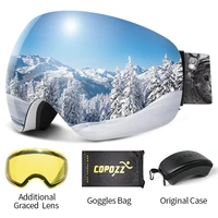 Frameless Anti-Fog Ski Goggles Night Lens Box Set 100% UV400 Protection Ski Snowboard Anti-Slip Strap Snow Goggles for Men Women 1