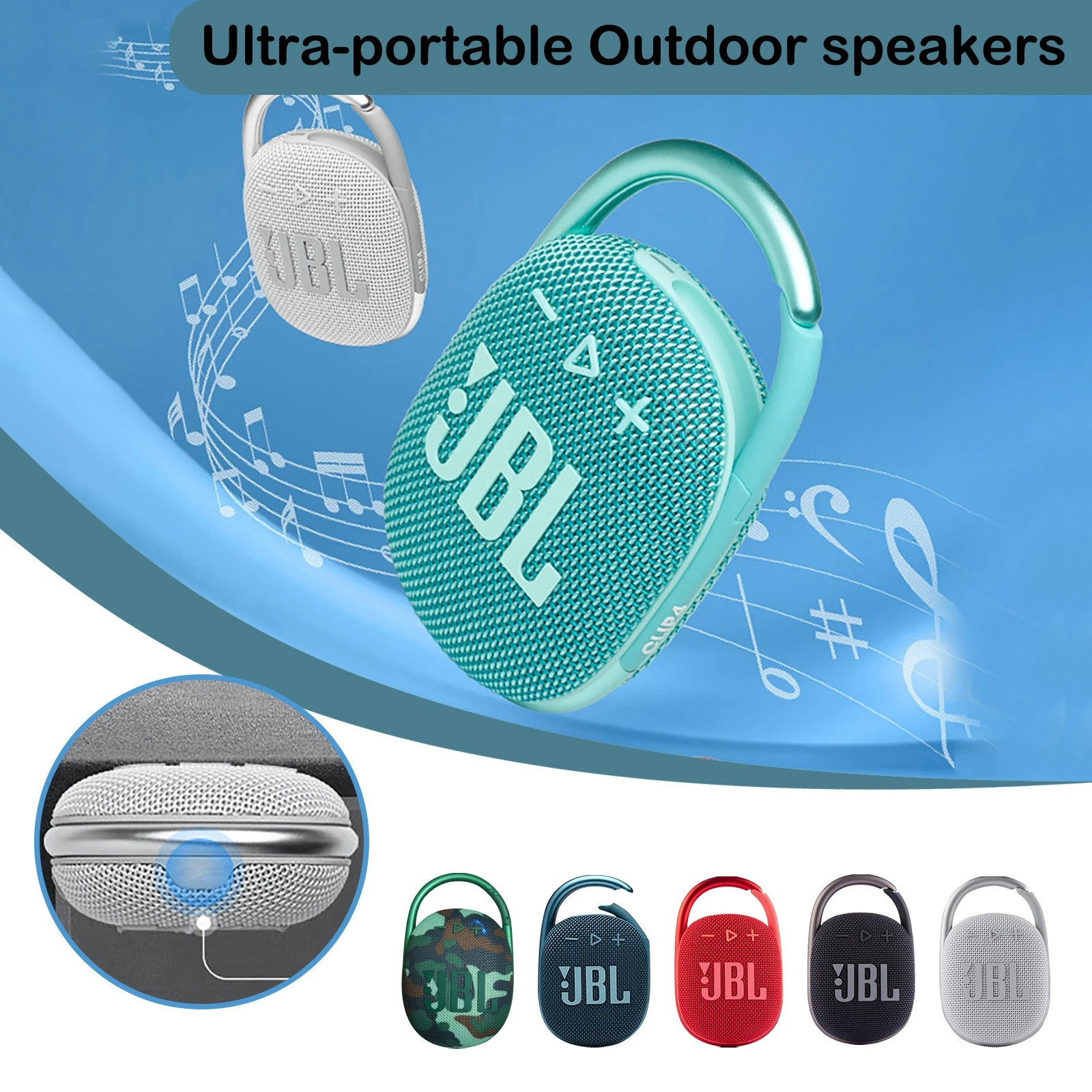 US $14.84 Jbl Clip 4 Wireless Bluetooth 5.1 Mini Speaker Clip4 Portable Ip67 Waterproof Outdoor Bass Speakers with Hook Dustproof