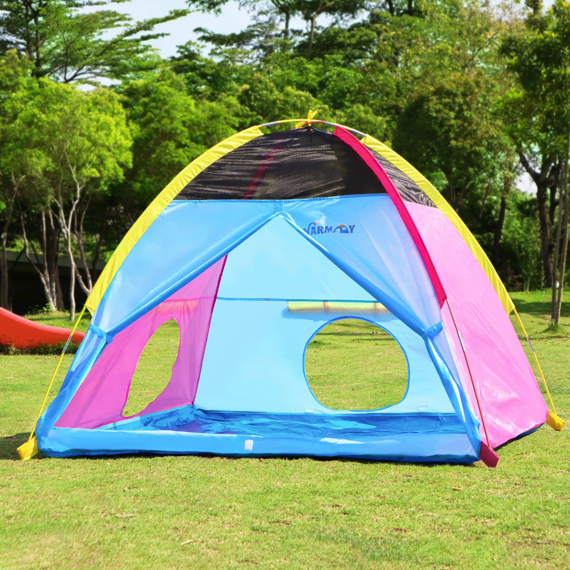 Kids Play Tent Indoor Outdoor Playhouse Tents for Boys And Girls Children's Game Center with Mesh Top & Tunnel Doors 1