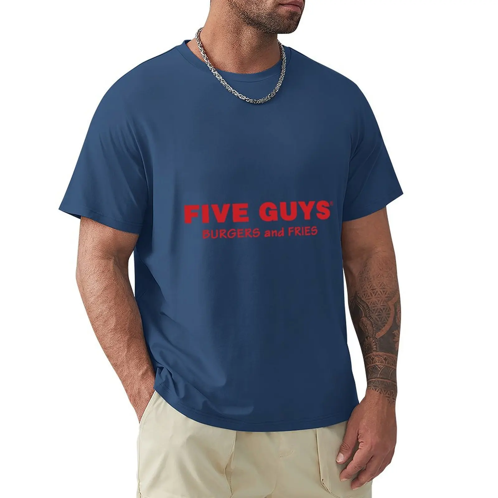 

five guys restaurant logo T-shirt boys whites funnys blanks plain heavy weight t shirts for men