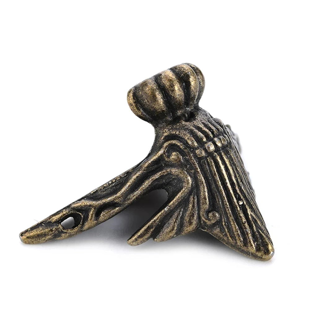 4pcs Antique Brass Jewelry Chest Wood Box Decorative Feet Legs Corner Protector Vintage Decoration Furniture Accessory