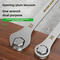 Ultra-thin Wrench Large Open-end Wrench Plum Dual-purpose Wrench Wholesale 4-27MM Cross-border Thin Section Dual-purpose 3