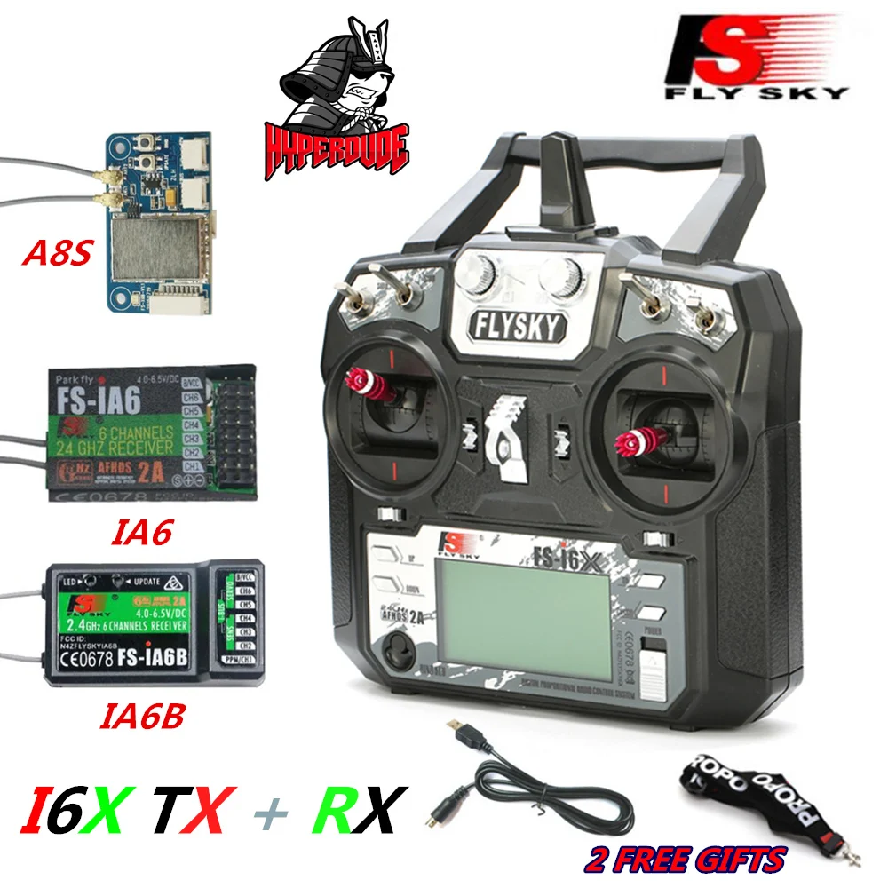 

FLYSKY FS-I6X I6X 2.4G 10CH AFHDS 2A Radio Transmitter with X6B IA6B A8S IA10B IA6 Receiver for RC Airplane Helicopter FPV Drone