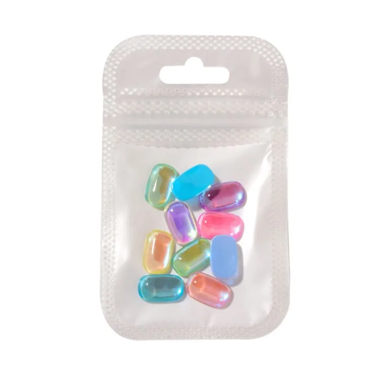 10PCS Ice cube Shape Nail Art Shiny Diamond  Aurora Crystals Rhinestones 3D Strass Charm Glass Manicure Nail Accessories Gem