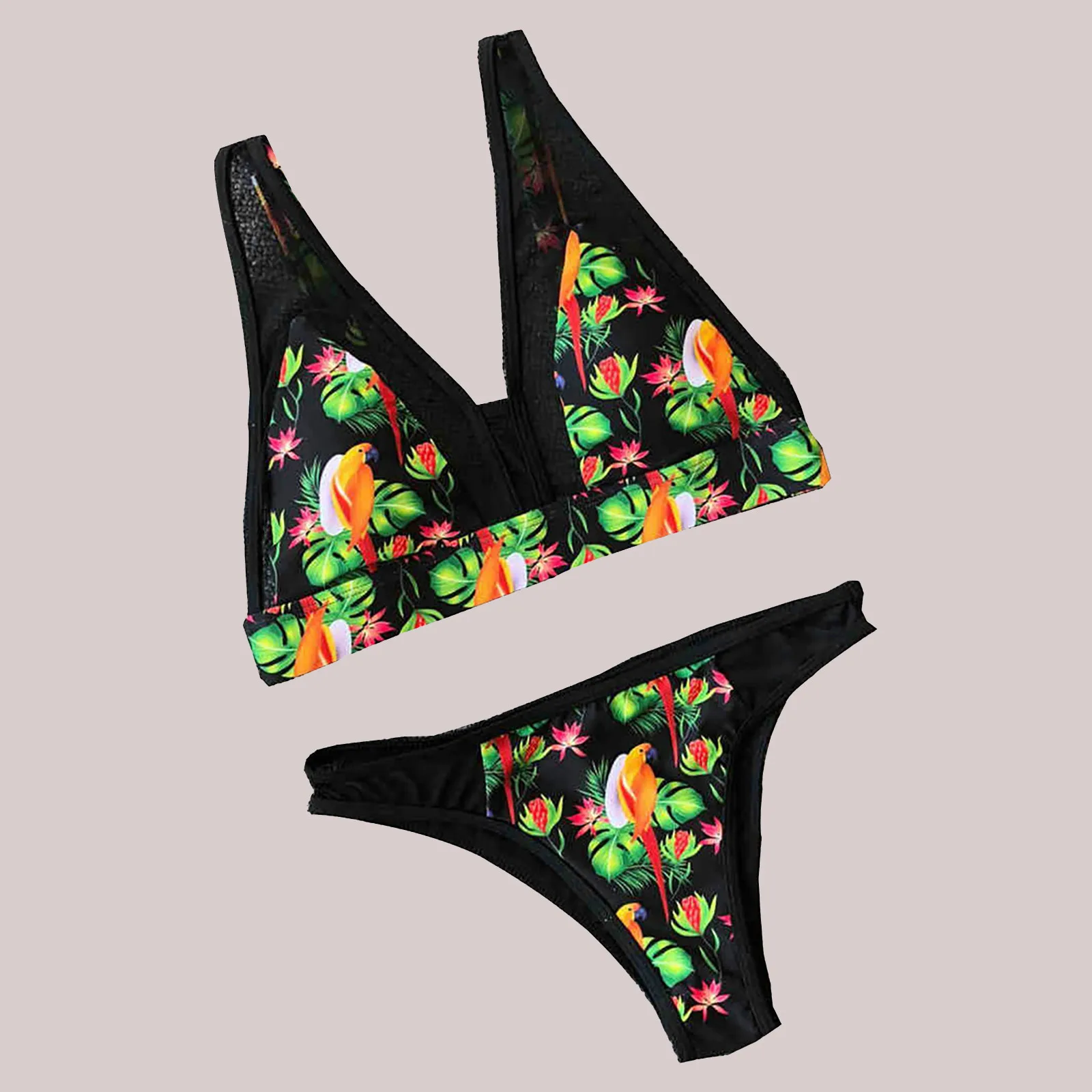 

Womens Lingerie Sexy Corset Set Print Padded Swimwear Beach Split Bikini Push-Up Bra Stockings With Bows For Women Lingerie