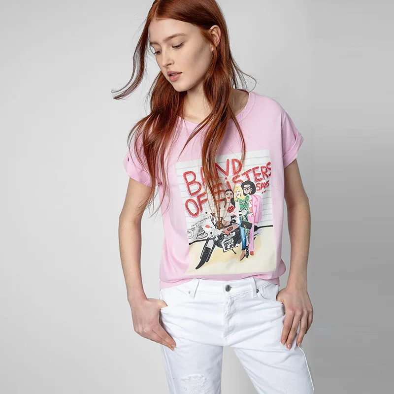 

Women Vintage Tees 2023 Summer Letter Graphic Print O-Neck Cotton Short Sleeved