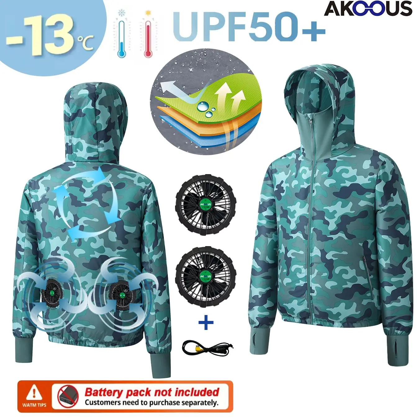5V/12V USB 커플 UV 보호 자외선 차단 재킷 팬 냉각 통기성 방수 야외 낚시 스포츠 스킨 의류