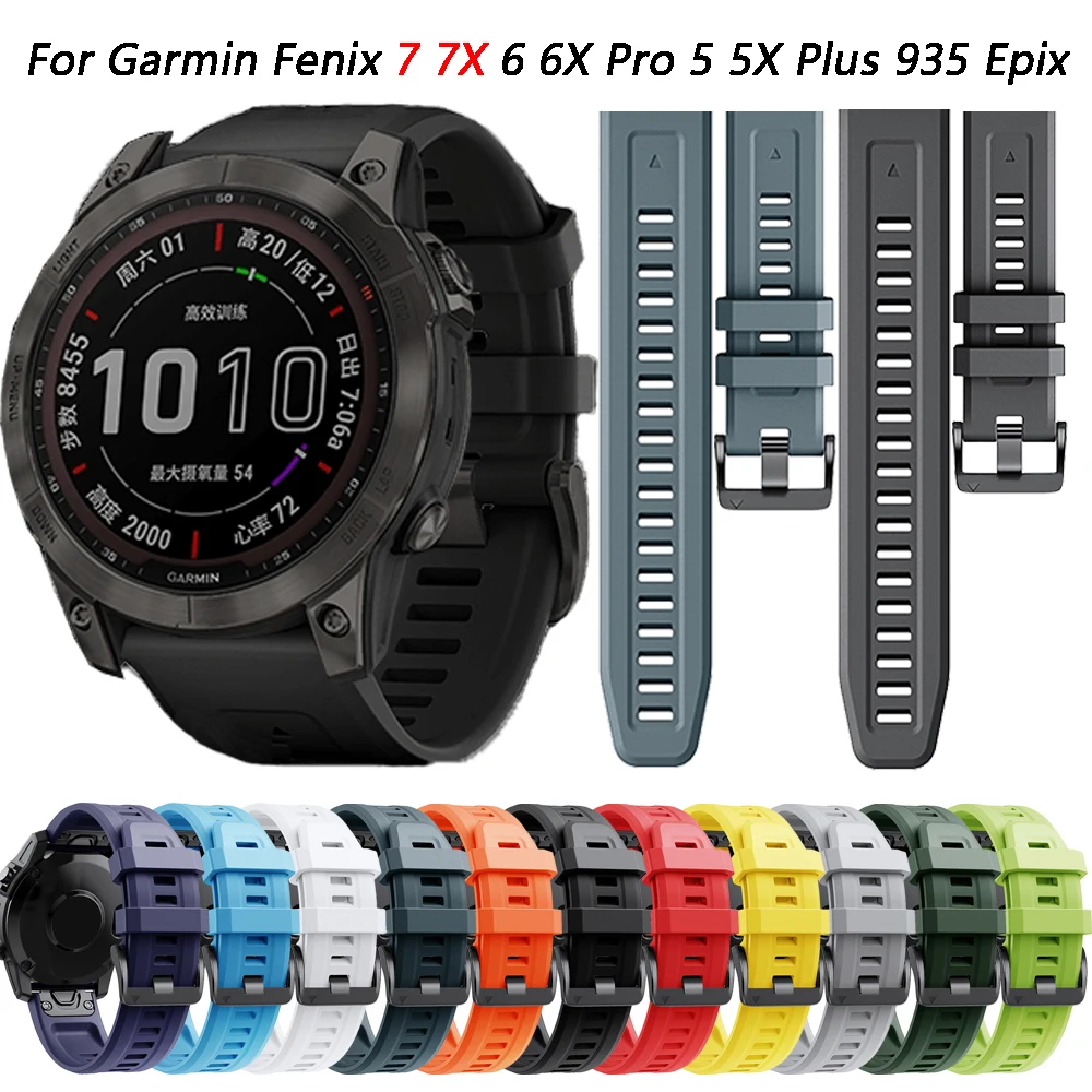 

22 26mm Silicone Easyfit Watch Strap Band For Garmin Fenix 7 7X 6 6X Pro 5 5X Plus EPIX Quick Release Wristband Correa Bracelet