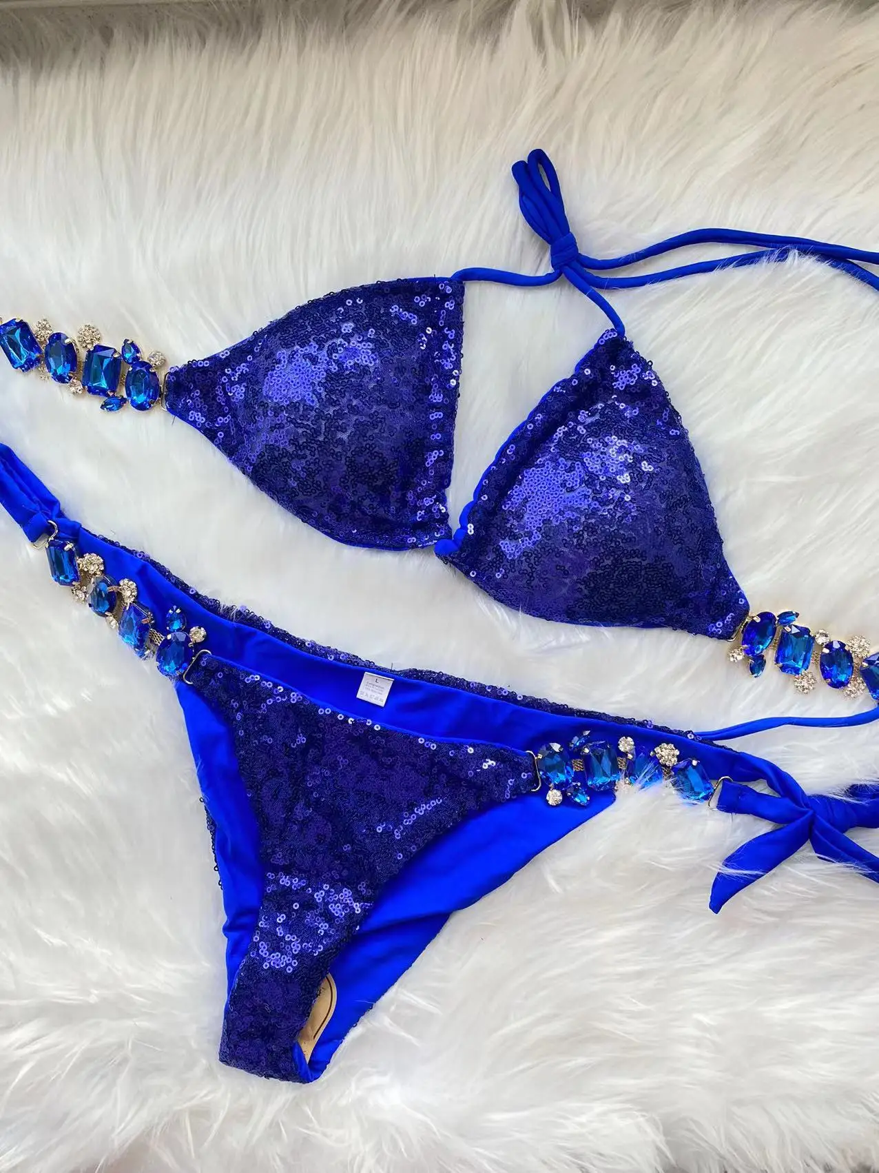 Costumi Bikini Donna Glitter Slip Paillettes Costume Glowing