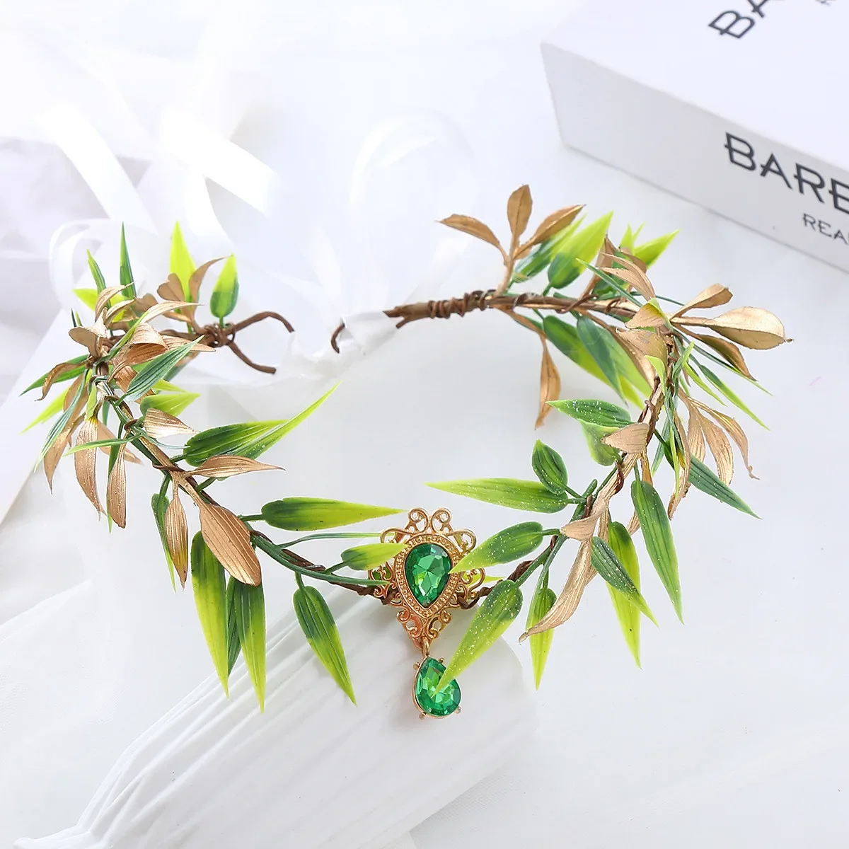 Retro Elf Costume Accessories Woven Forest Garland Judge Eyebrow Pendant Elf Ears Role-playing Party