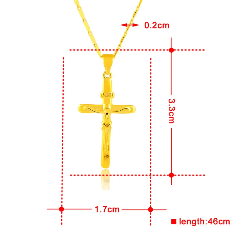 Luxurious 24K Gold Plated Cross Pendant Necklace - Timeless Unisex Jewelry Gift
