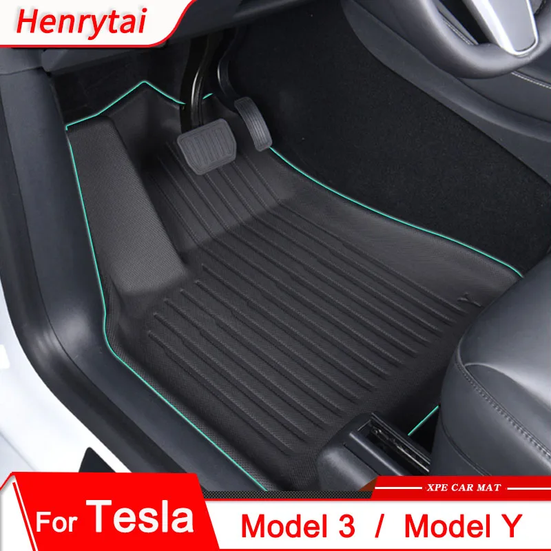 XPE Car Floor Mats For Tesla Model 3 Y 20172021 2022 Left/Right Rudder All Weather Foot Pads
