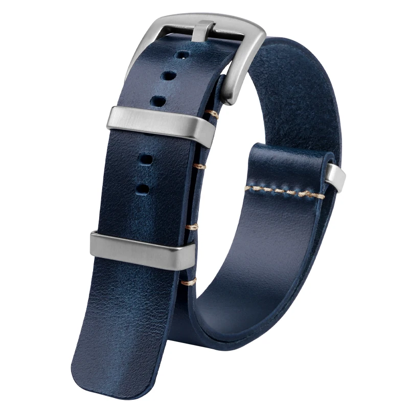 Cinturino In Pelle Di Vacchetta Per Omega Seamaster Seiko Hamilton Tudor Strap Retro One Piece Pass Belt Watch Band 20Mm 22Mm