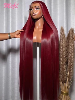 Parrucche di capelli umani 99J Borgogna 13x6 HD Lace Frontal Wig 100% Vietnamita 13x4 Bone Straight Rosse con pizzo frontale 36 pollici Pre-Plucked