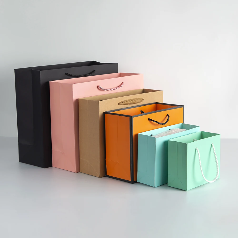 Gift Bags 15x6x20cm Paper Totes Bags with Handles Bulk Shopping Retail Bags Birthdays wedding Party Bag Small Business