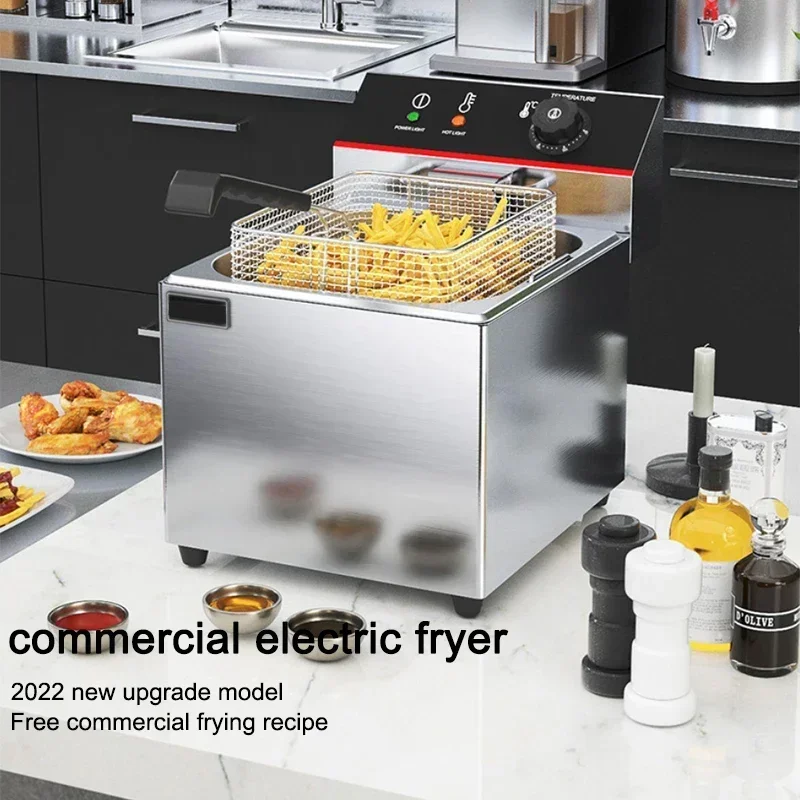 Electric Deep Fryer electric fryer single-cylinder large capacity electric fryer fried chicken burger milk tea shop French fries 3