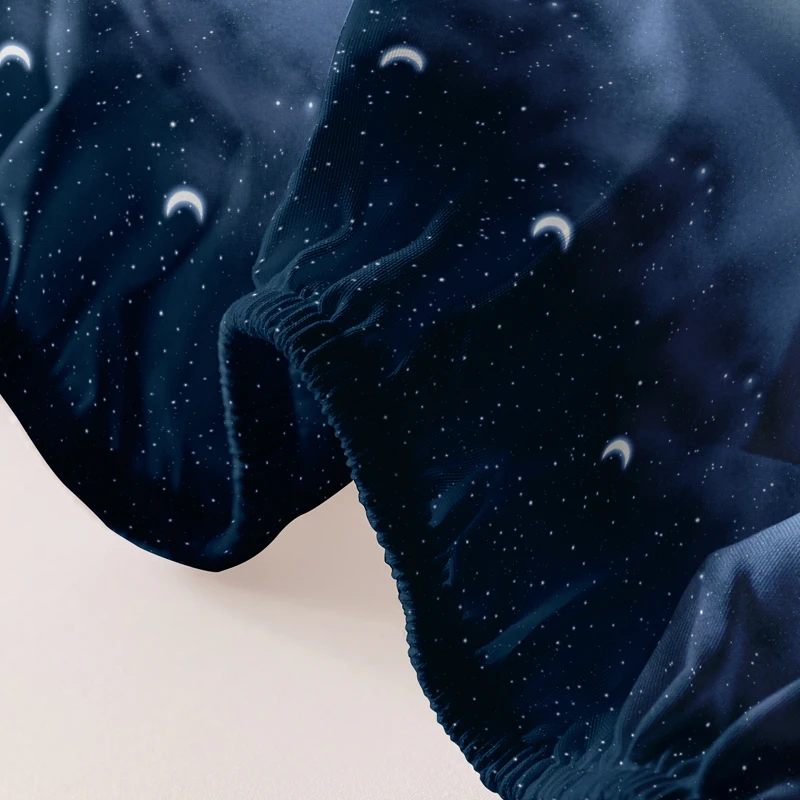1 Simple modern starry sky printed matte Fitted Sheet, bedroom printed bed cover, bedding (excluding pillowcases) 5