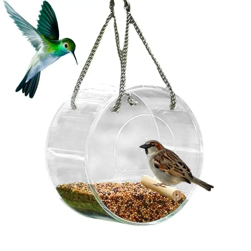 Mangeoire circulaire en acrylique pour oiseaux sauvages, mangeoire à eau  pour fenêtre, balançoire, accent, décoration de jardin, petite maison de  colibri - AliExpress