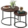 Coffee Table Nesting Side Round Set of 2 End Table Top Sturdy Metal Frame Desk Centerpiece Living Room Bedr 1