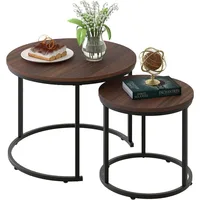 Coffee Table Nesting Side Round Set of 2 End Table Top Sturdy Metal Frame Desk Centerpiece Living Room Bedr 1