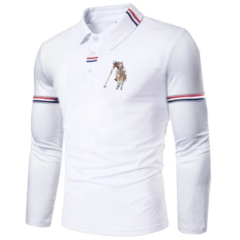 Alternative view of WSHIXDW Men's New Fashion Long Sleeve POLO Shirt 20% Cotton 80% Polyester