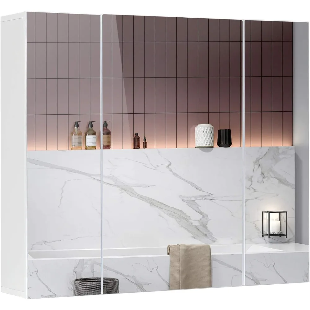 

Cabinet Bathroom Mirror Cabinet with Bathroom Wall Cabinet with Mirror Wall Mirror Storage Shelf with 3-Adjustable Shelves