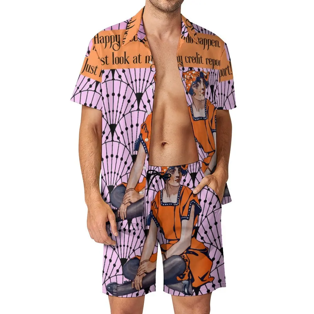 

2 Pieces Pantdress Happy Accidents for Sale top Quality Men's Beach Suit Casual Graphic Going Out Eur Size