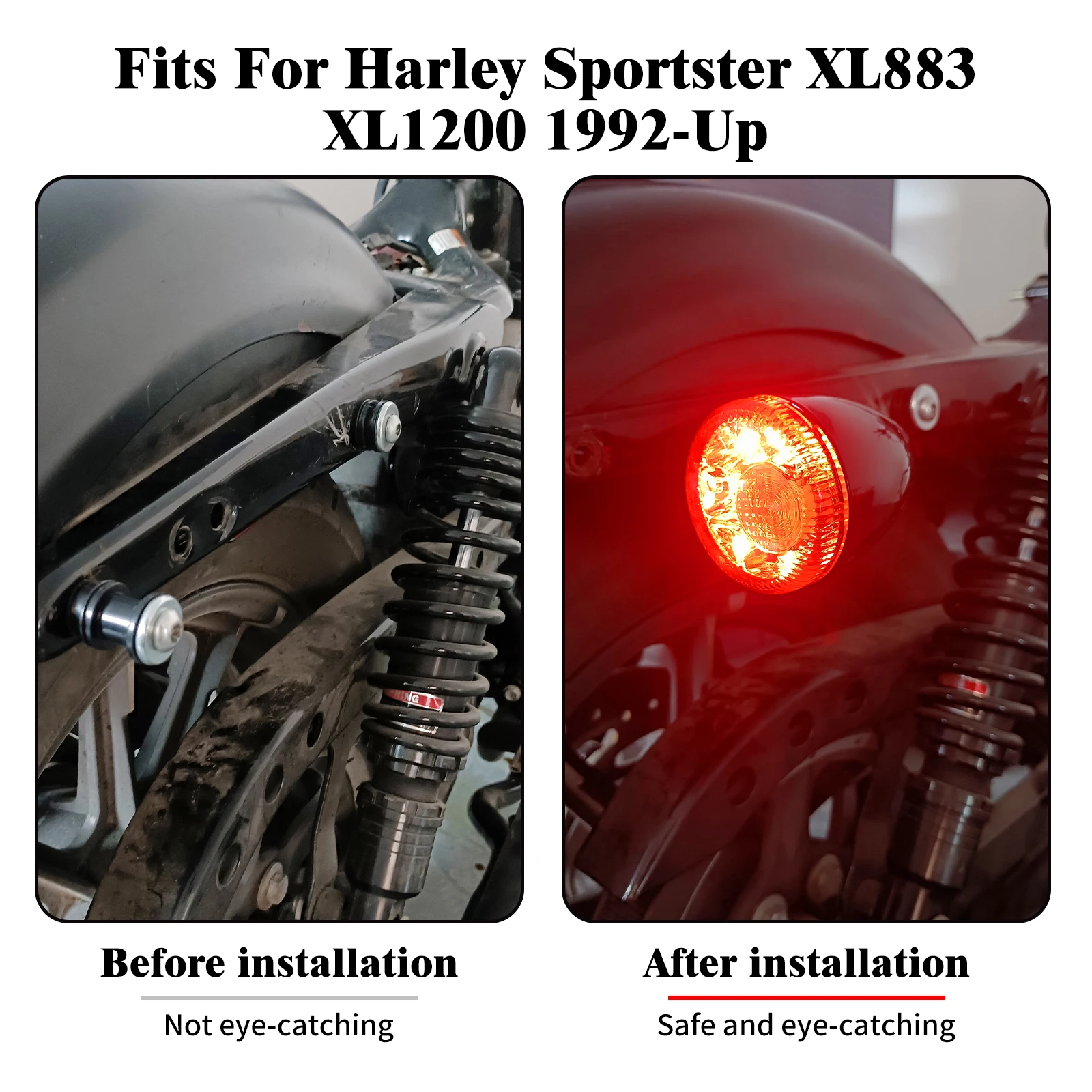 Indicadores de seta traseiros para motocicleta, luzes de freio led