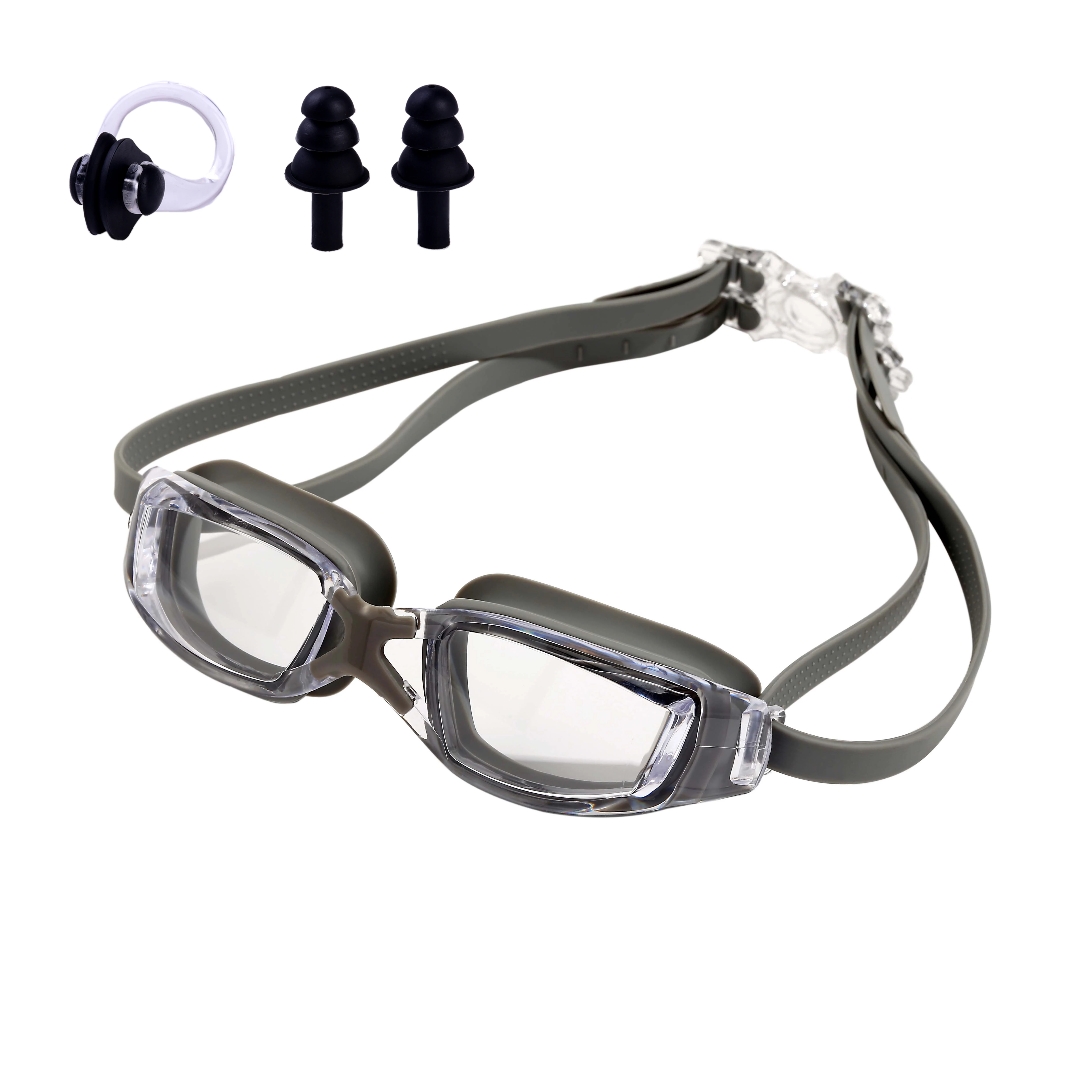 Men and women swimming glasses adults high-definition防雾 swimming glasses waterproof silicone goggles earplugs