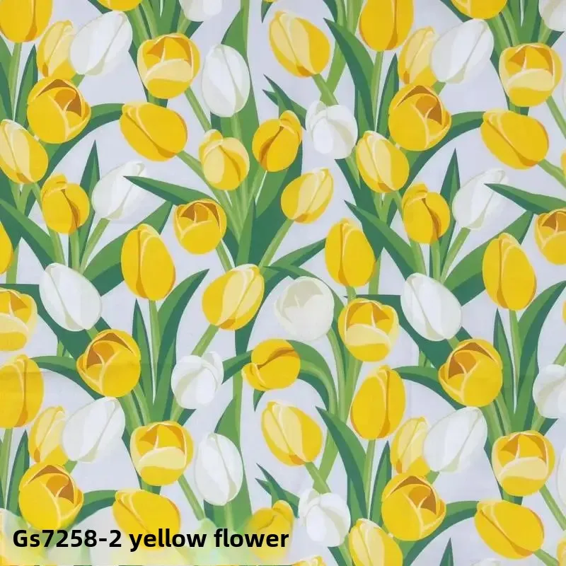60pcs Pure Cotton Cartoon Tulip Printing Fabric DIY Handmade Fabric Children's Wear Block Printing