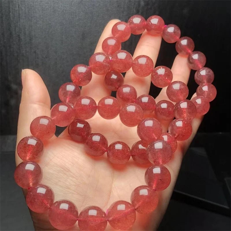 

Natural Strawberry Quartz Bracelet Fashion Gemstone Crystal Jewelry Bangle For Women Healing Bohemia Holiday Gift 1pcs 13MM