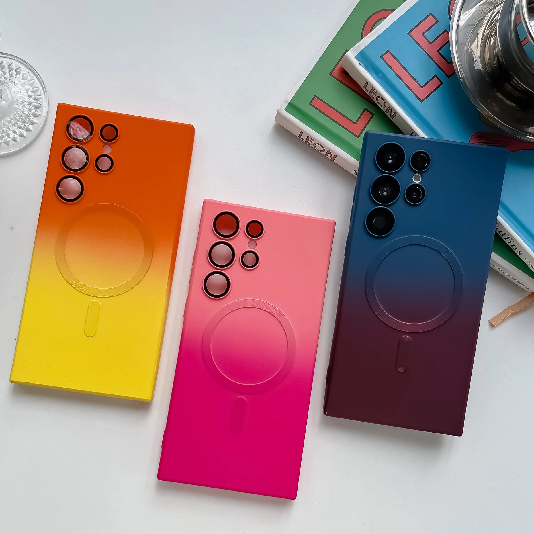 

Для Samsung S23 Ultra S22 S22Ultra телефон с жидкостью двухцветный градиент MagSafe Магнитная пленка для объектива защитный чехол