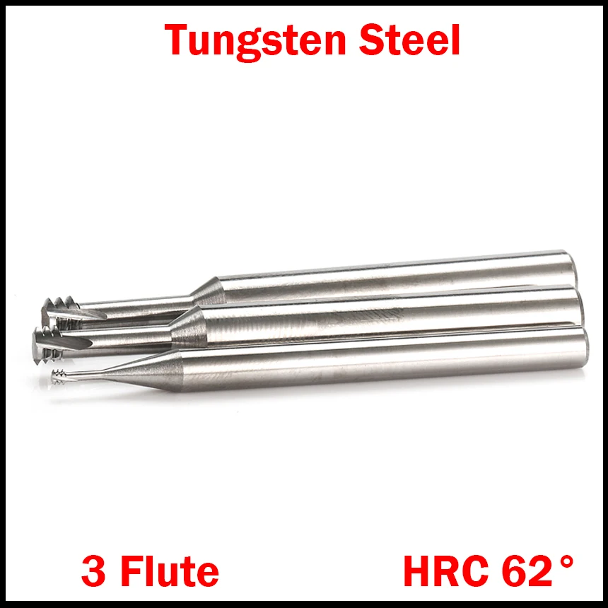

M1.4*0.3 M1.4x0.3 M1.6*0.35 M1.6x0.35 Pitch Tungsten Alloy HRC62 3 Flute Micro CNC Cutting Tool Thread Mill Milling Cutter