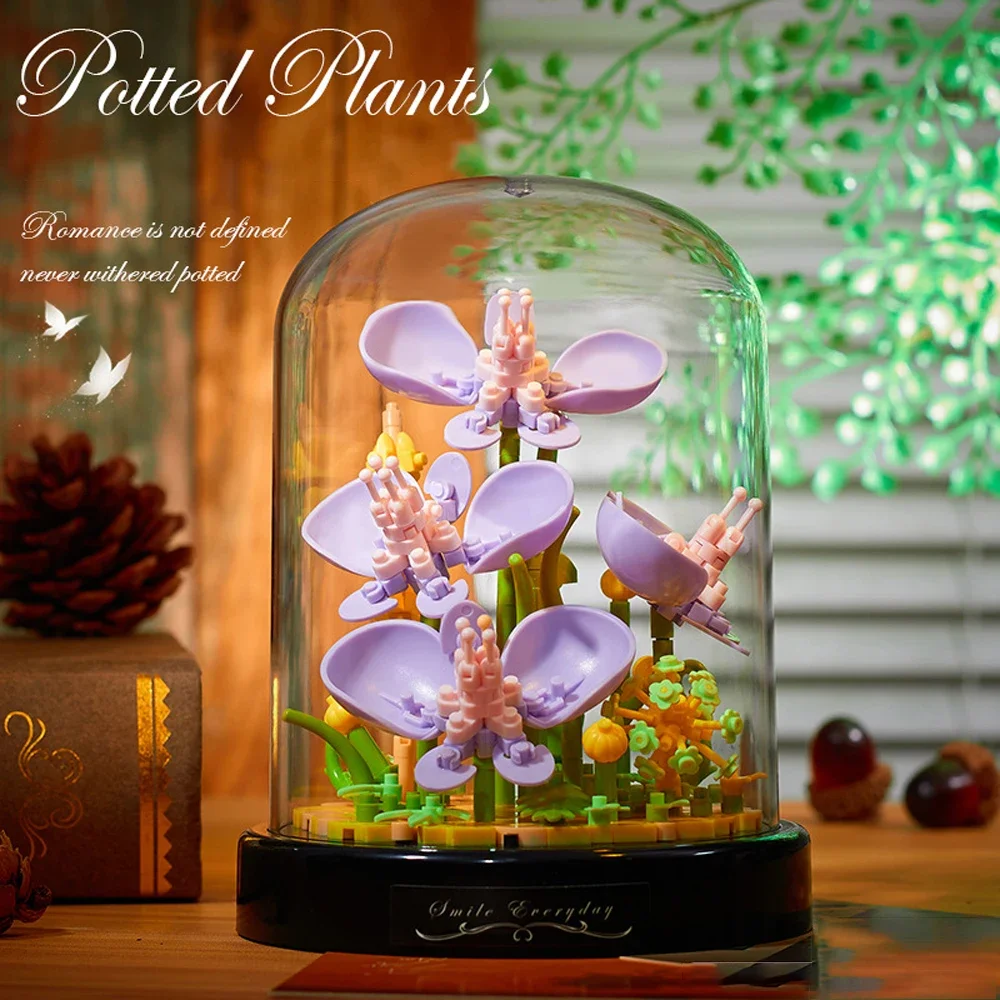 Eternal Bouquet Building Blocks Flower Model DIY Creative Plant Decoration Assemble Bricks Educational Toys for Kids Adult Gifts